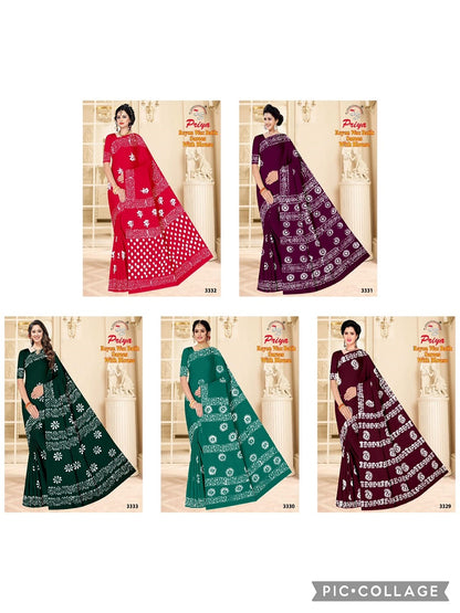 Wax Batik Js Priya Rayon Sarees