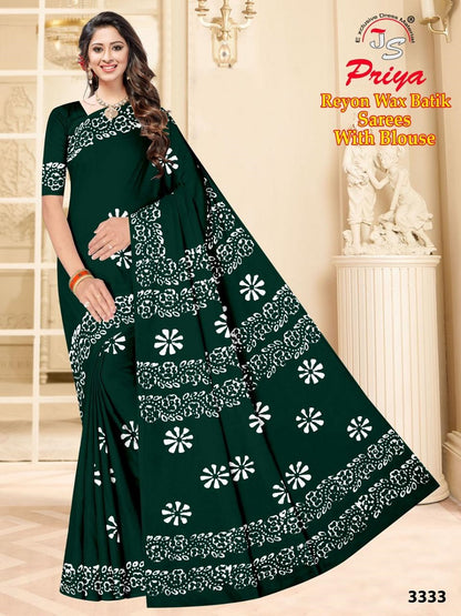 Wax Batik Js Priya Rayon Sarees