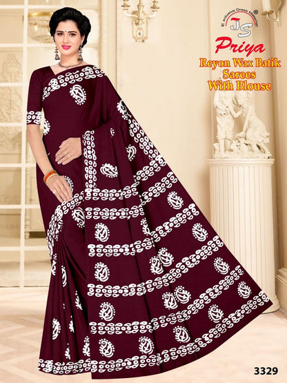 Wax Batik Js Priya Rayon Sarees