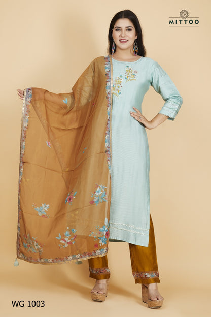 Wg-1001-1010 Mittoo Viscose Weaving Readymade Pant Style Suits