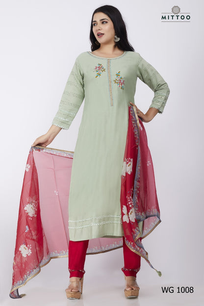 Wg-1001-1010 Mittoo Viscose Weaving Readymade Pant Style Suits