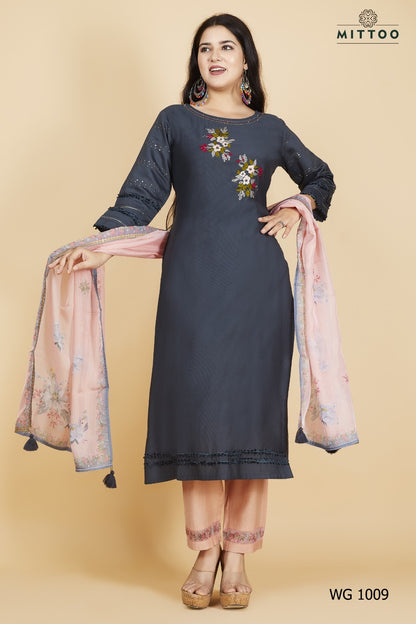 Wg-1001-1010 Mittoo Viscose Weaving Readymade Pant Style Suits