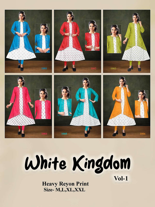 White Kingdom Vol 1 Kavinay Rayon Anarkali Kurtis