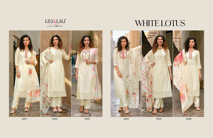 White Lotus Lily Lali Chanderi Silk Readymade Pant Style Suits