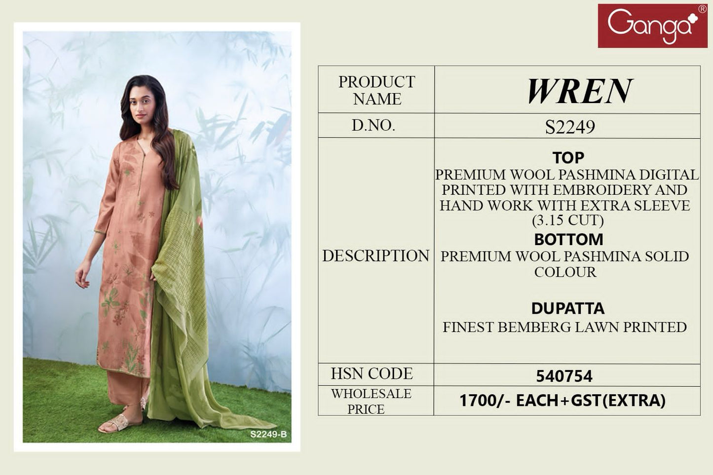 Wren 2249 Ganga Pashmina Suits