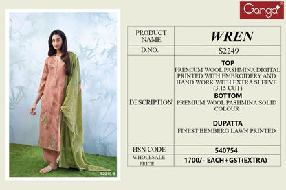 Wren 2249 Ganga Pashmina Suits