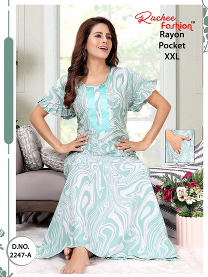 Xxl-1402 Ruchee Fashion Rayon Night Gowns