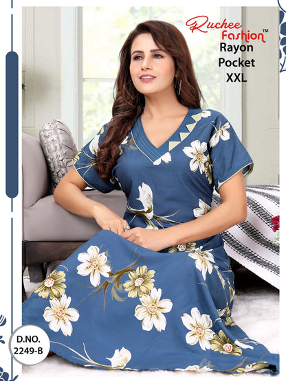 Xxl-1402 Ruchee Fashion Rayon Night Gowns