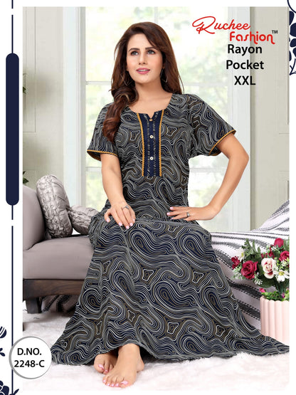 Xxl-1402 Ruchee Fashion Rayon Night Gowns