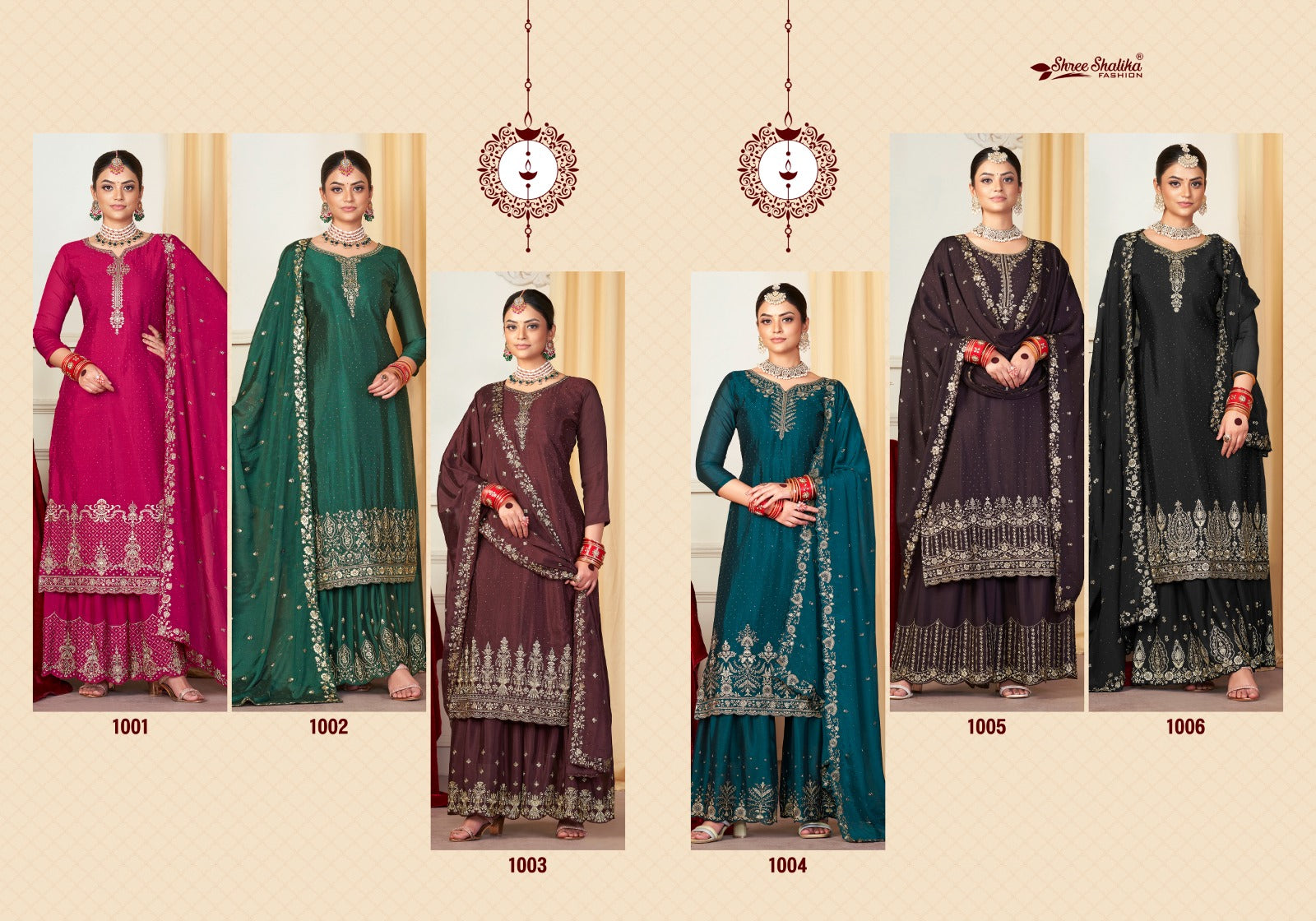 Yaasmine Shree Shalika Fashion Chinon Plazzo Style Suits