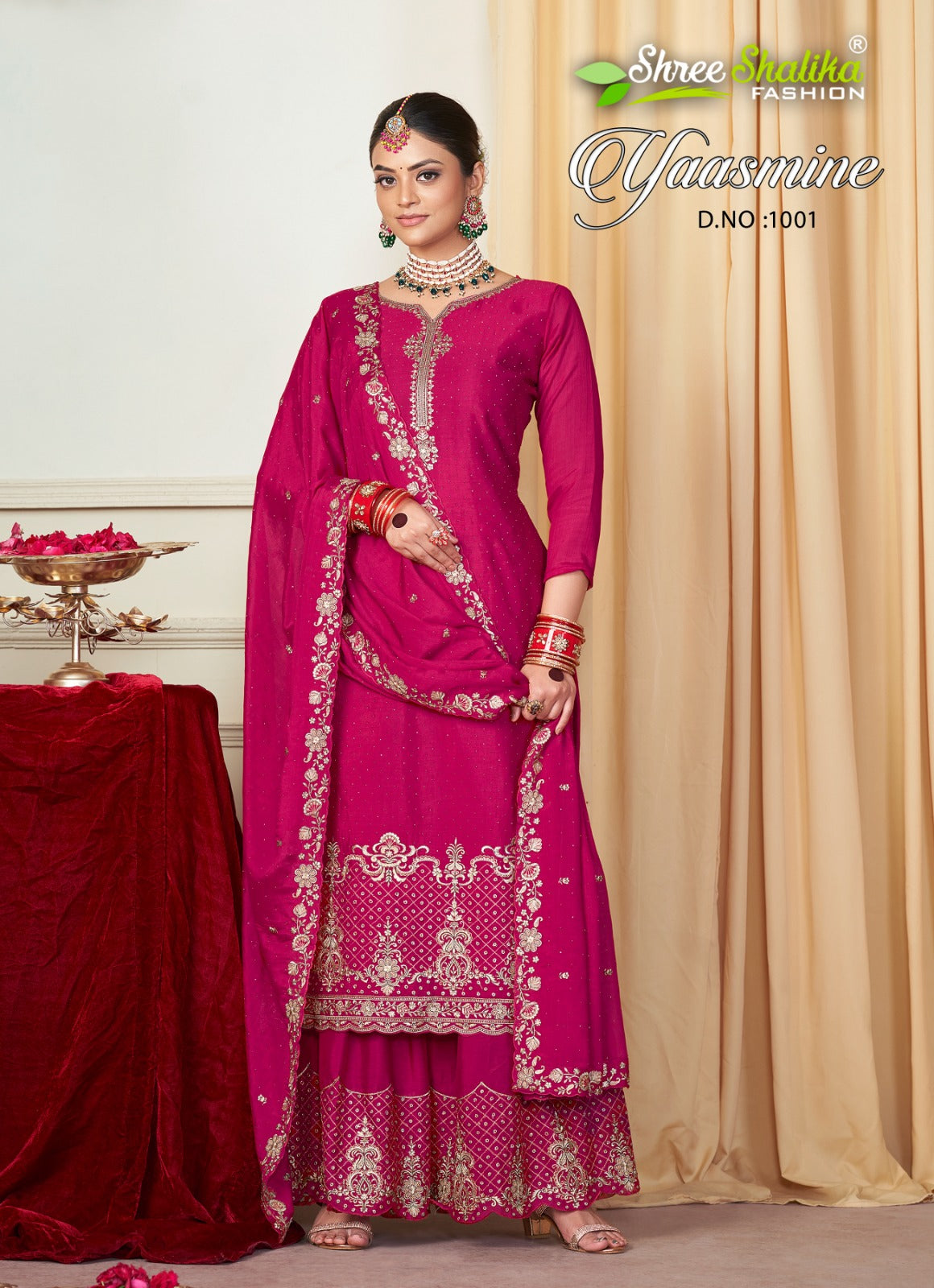 Yaasmine Shree Shalika Fashion Chinon Plazzo Style Suits