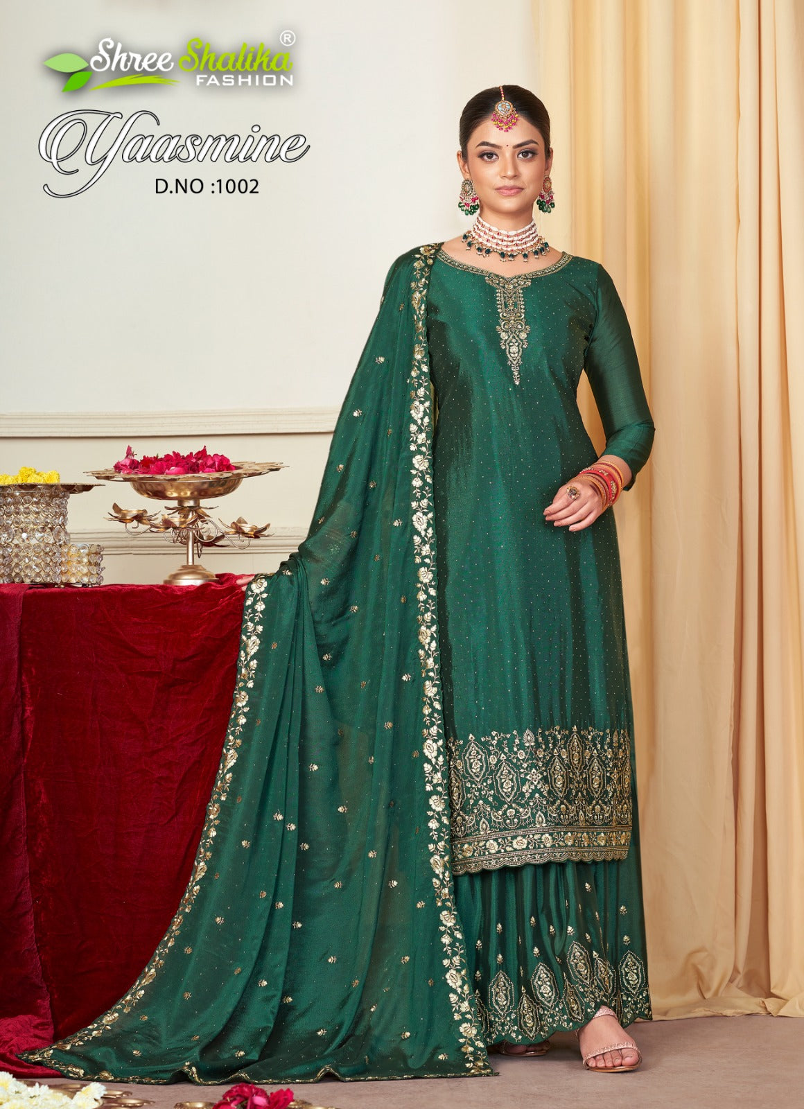 Yaasmine Shree Shalika Fashion Chinon Plazzo Style Suits