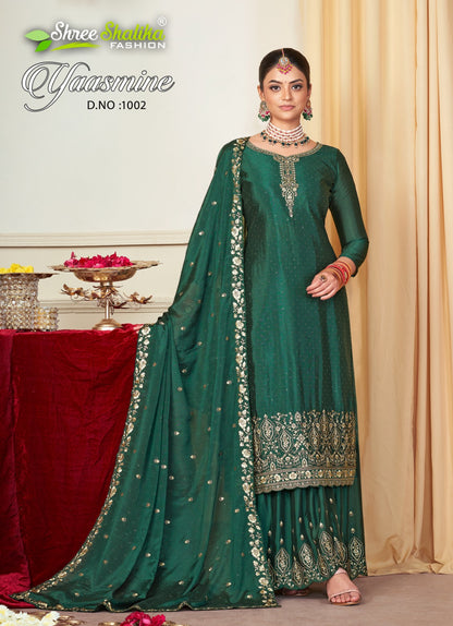 Yaasmine Shree Shalika Fashion Chinon Plazzo Style Suits