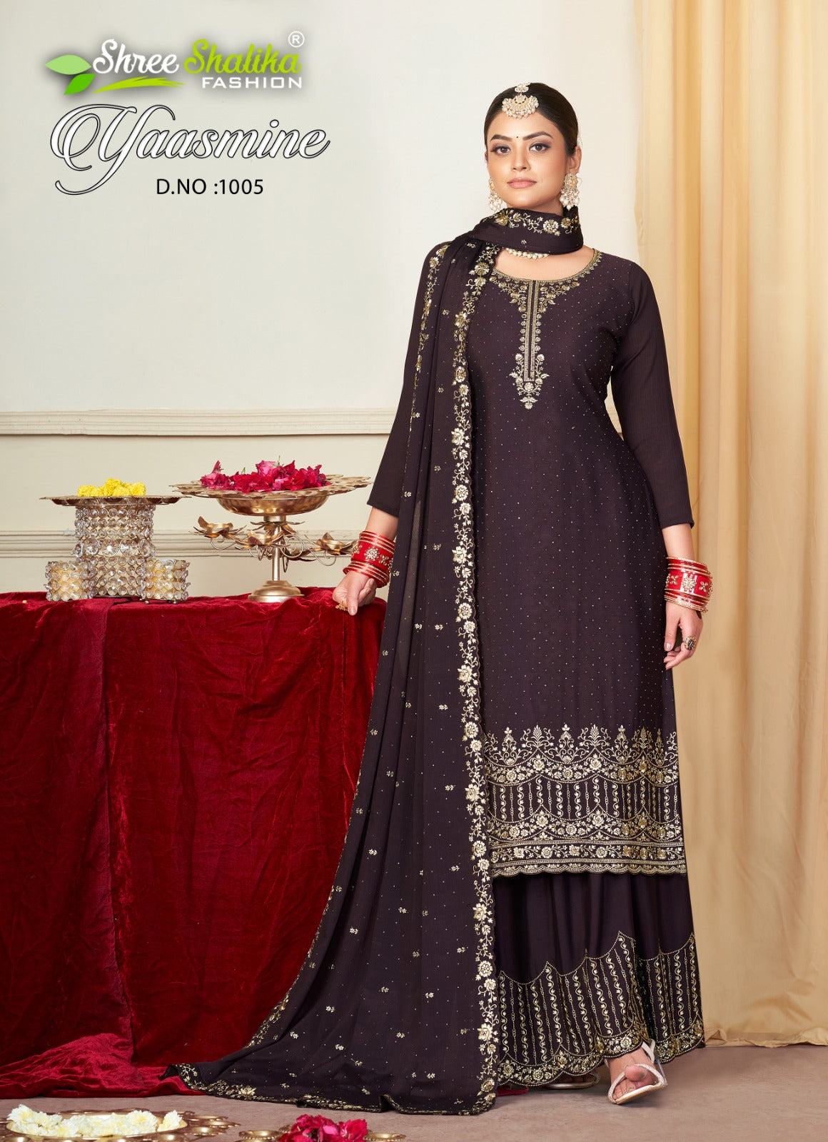 Yaasmine Shree Shalika Fashion Chinon Plazzo Style Suits