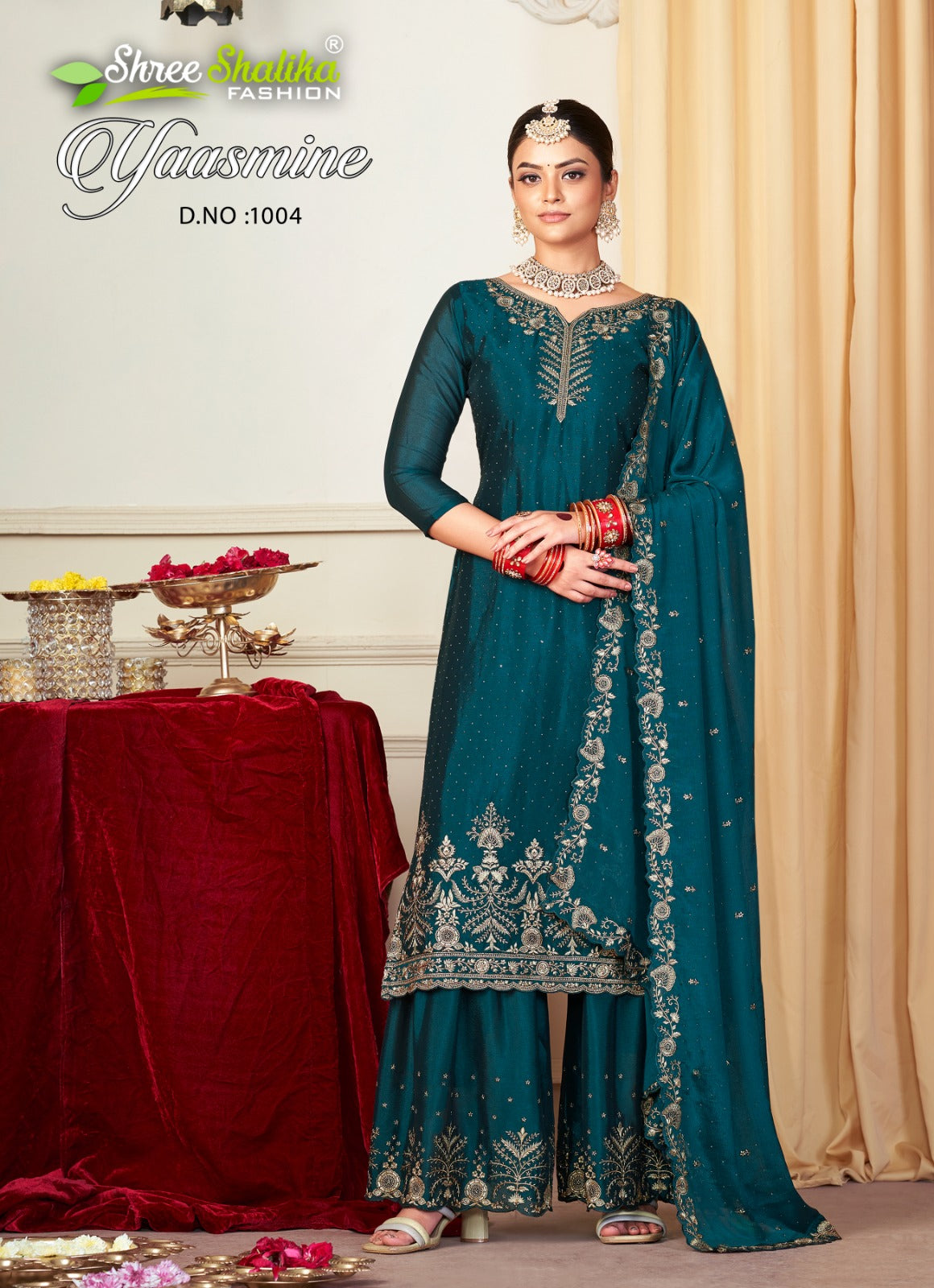 Yaasmine Shree Shalika Fashion Chinon Plazzo Style Suits