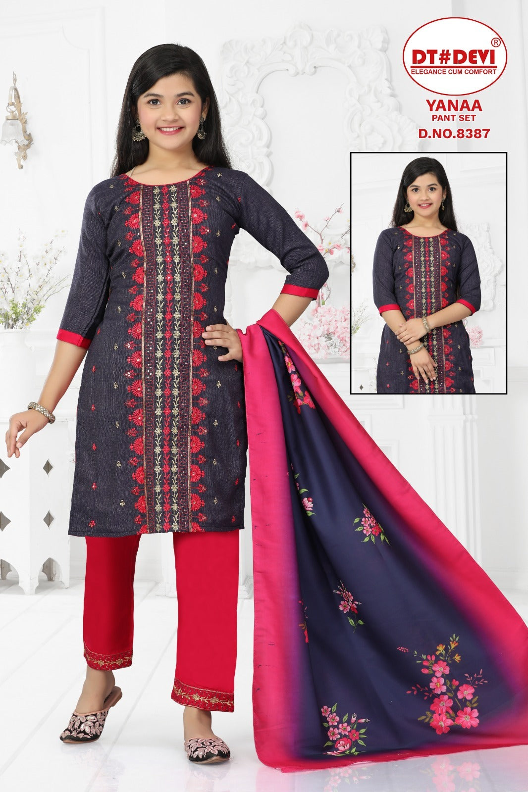 Yanaa-8387 Dt Devi Cotton Girls Readymade Pant Suits