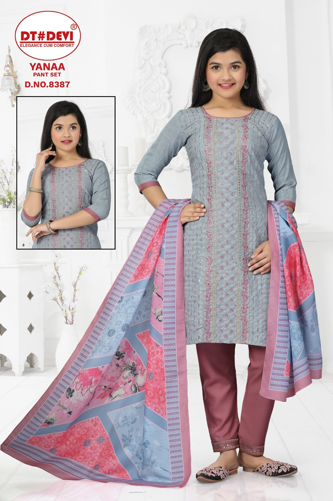 Yanaa-8387 Dt Devi Cotton Girls Readymade Pant Suits