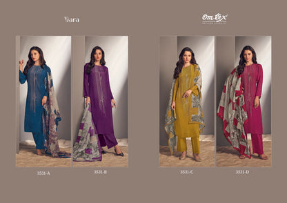 Yara Omtex Natural Crape Pant Style Suits