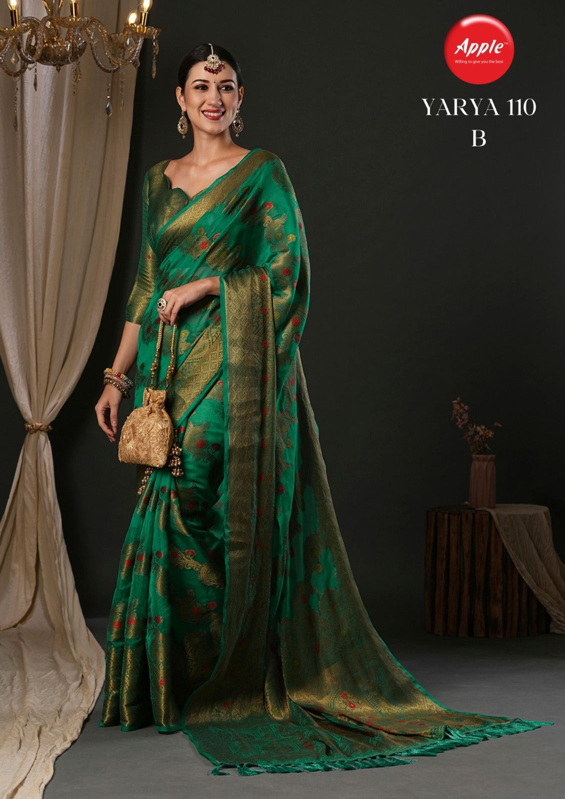 Yarya-110 Apple Organza Sarees