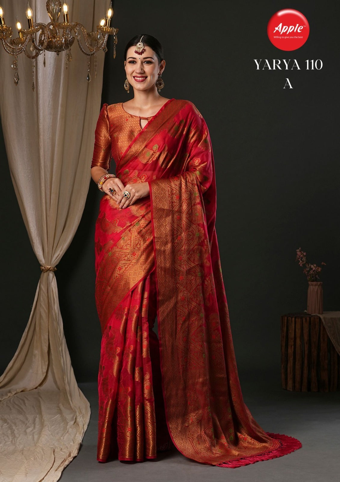Yarya-110 Apple Organza Sarees