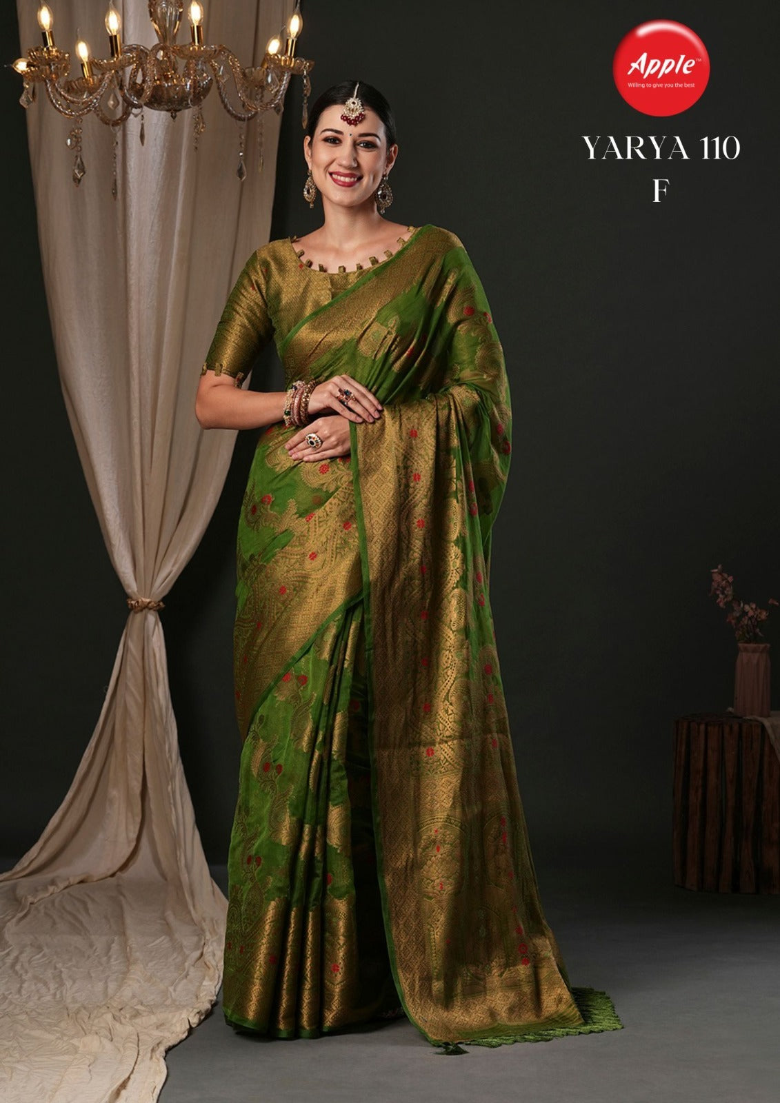 Yarya-110 Apple Organza Sarees