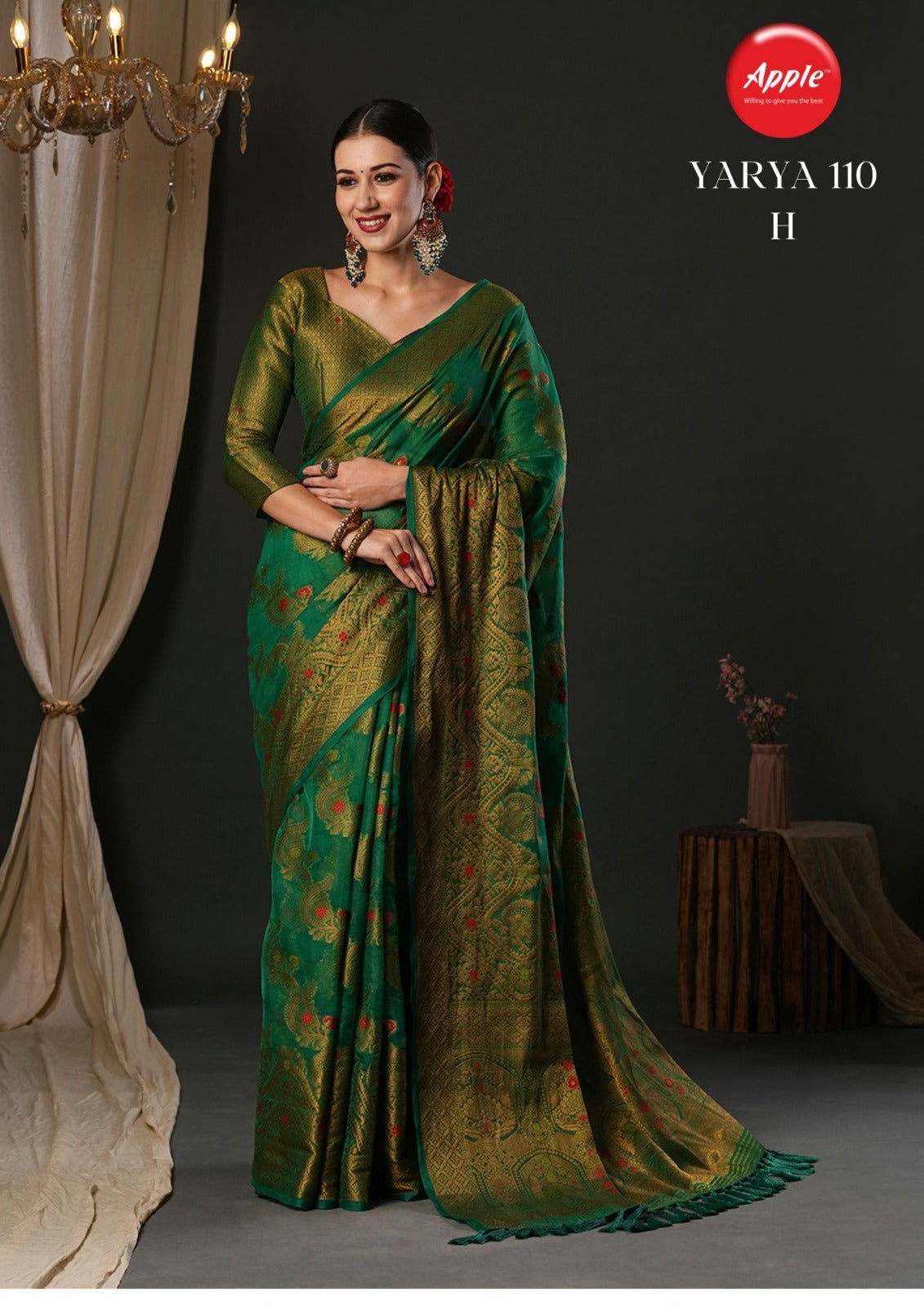 Yarya-110 Apple Organza Sarees