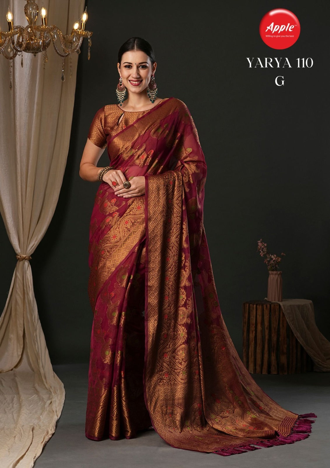 Yarya-110 Apple Organza Sarees