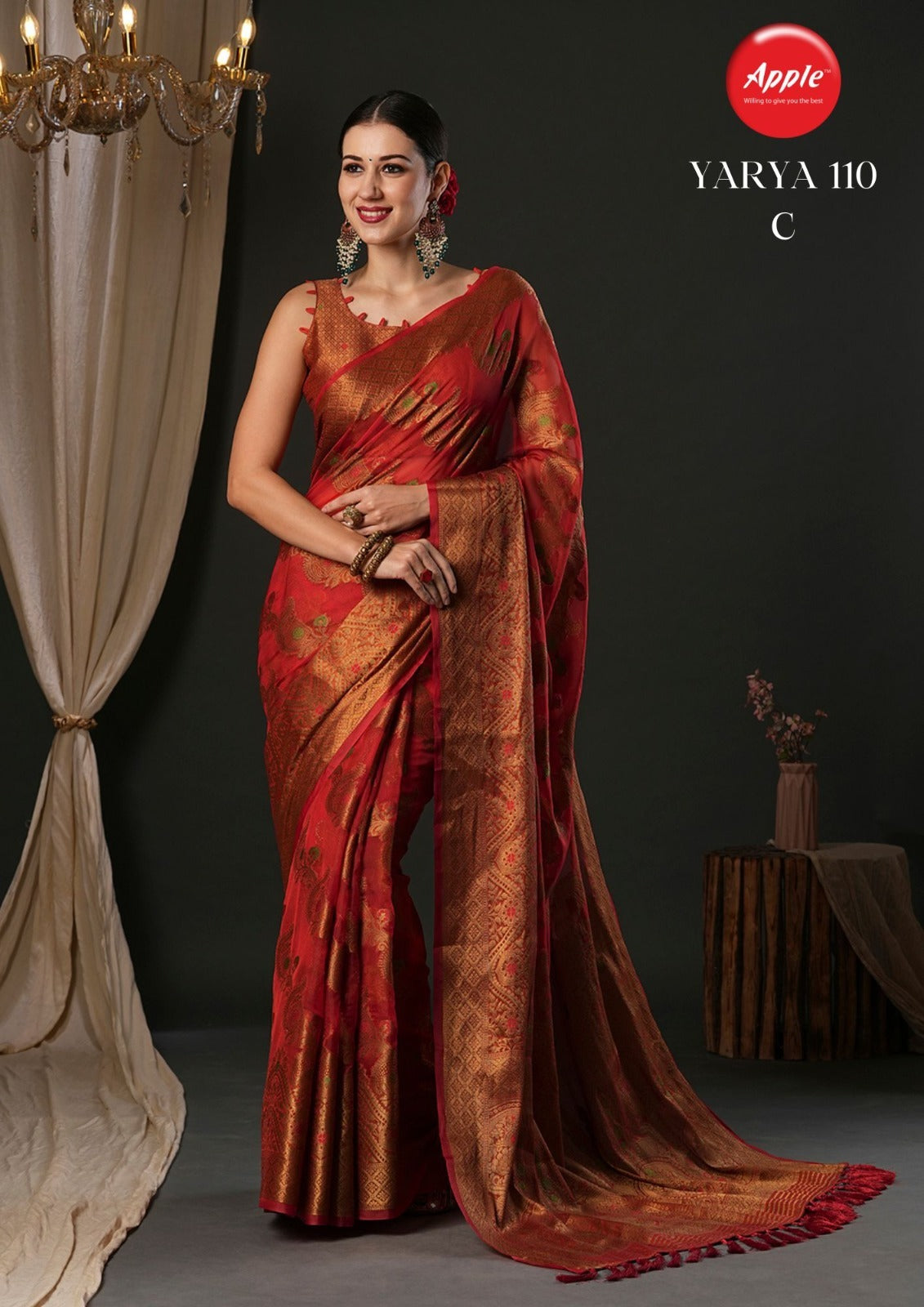 Yarya-110 Apple Organza Sarees