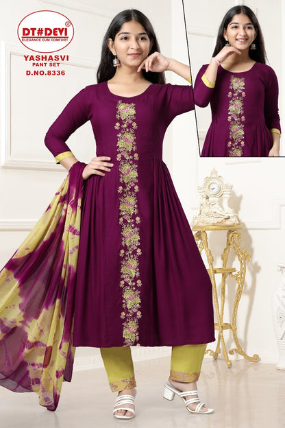 Yashasvi-8336 Dt Devi Rayon Girls Readymade Pant Suits
