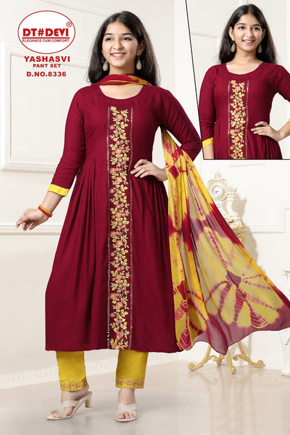 Yashasvi-8336 Dt Devi Rayon Girls Readymade Pant Suits