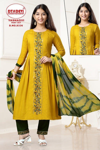 Yashasvi-8336 Dt Devi Rayon Girls Readymade Pant Suits