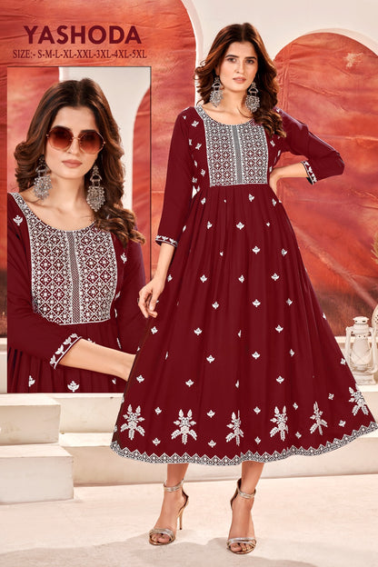 Yashoda Banwery Rayon Anarkali Kurtis