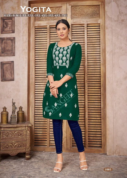 Yogita Mf Rayon Knee Length Kurtis