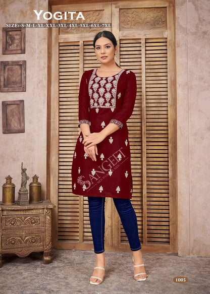 Yogita Mf Rayon Knee Length Kurtis