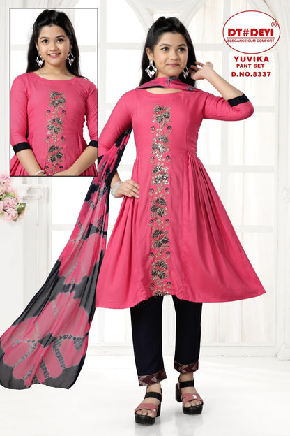 Yuvika-8337 Dt Devi Rayon Girls Readymade Pant Suits