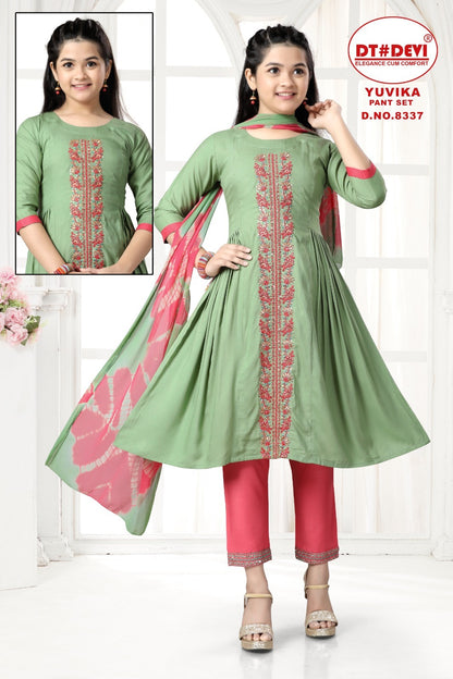 Yuvika-8337 Dt Devi Rayon Girls Readymade Pant Suits