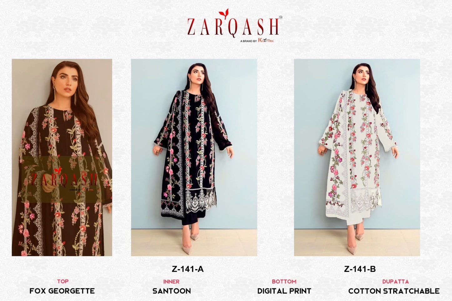 Z-141 Zarqash Georgette Pakistani Readymade Suits