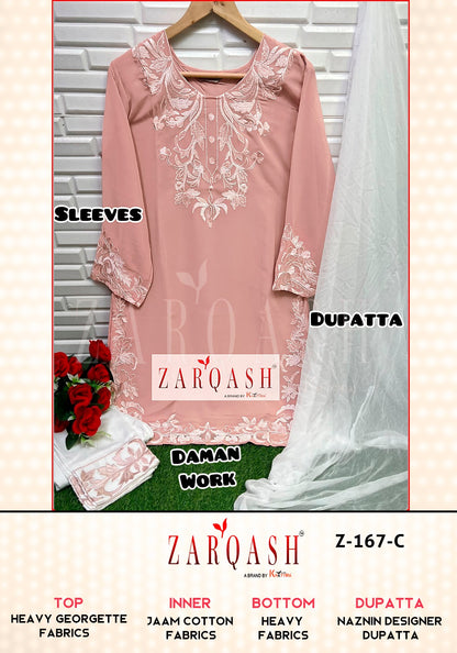 Z-167 Zarqash Georgette Pakistani Readymade Suits