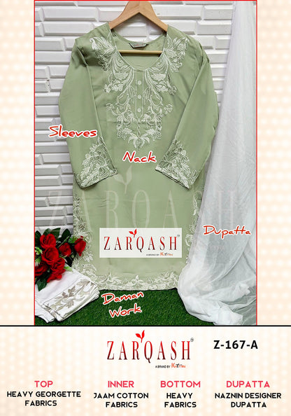 Z-167 Zarqash Georgette Pakistani Readymade Suits