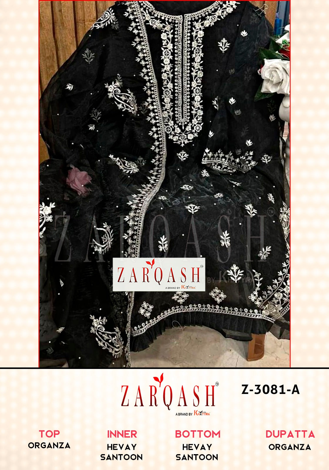 Z-3081 Zarqash Organza Pakistani Salwar Suits