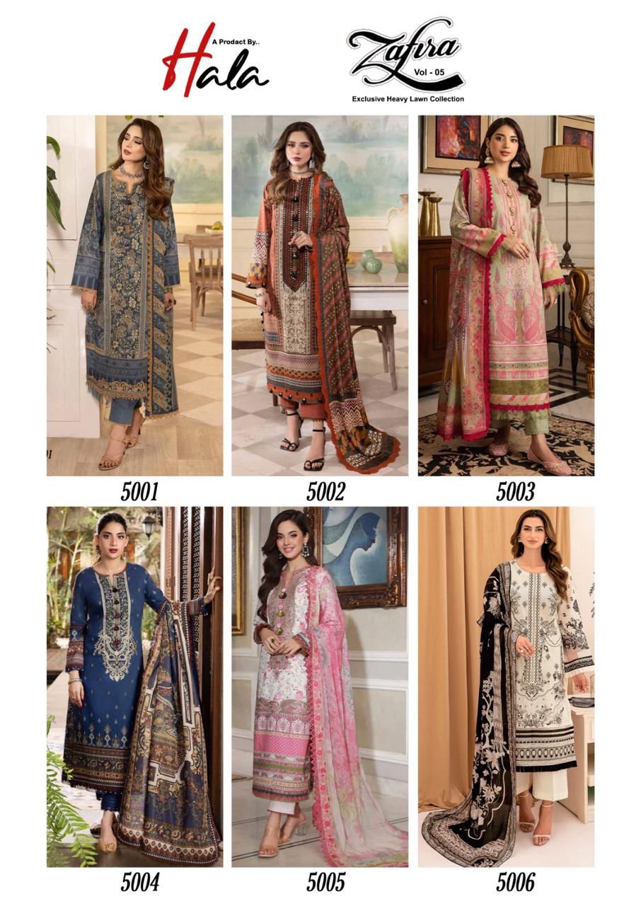 Zafira Vol 5 Hala Lawn Cotton Karachi Salwar Suits