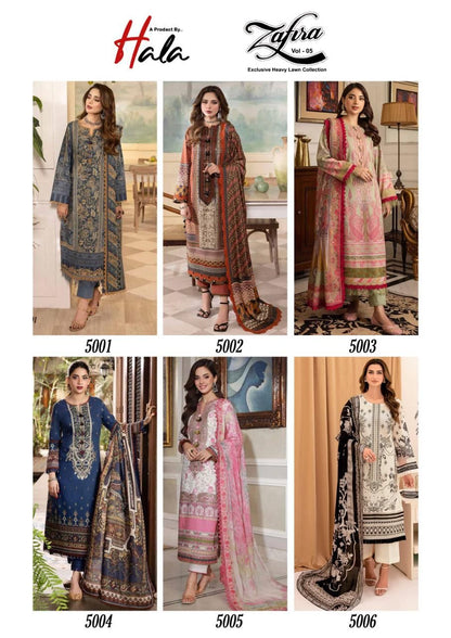 Zafira Vol 5 Hala Lawn Cotton Karachi Salwar Suits
