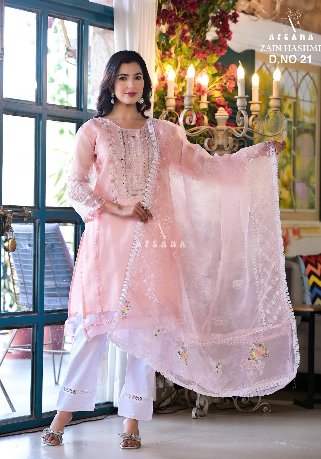 Zain Hashmi-21 Afsana Organza Readymade Pant Style Suits