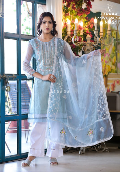 Zain Hashmi-21 Afsana Organza Readymade Pant Style Suits