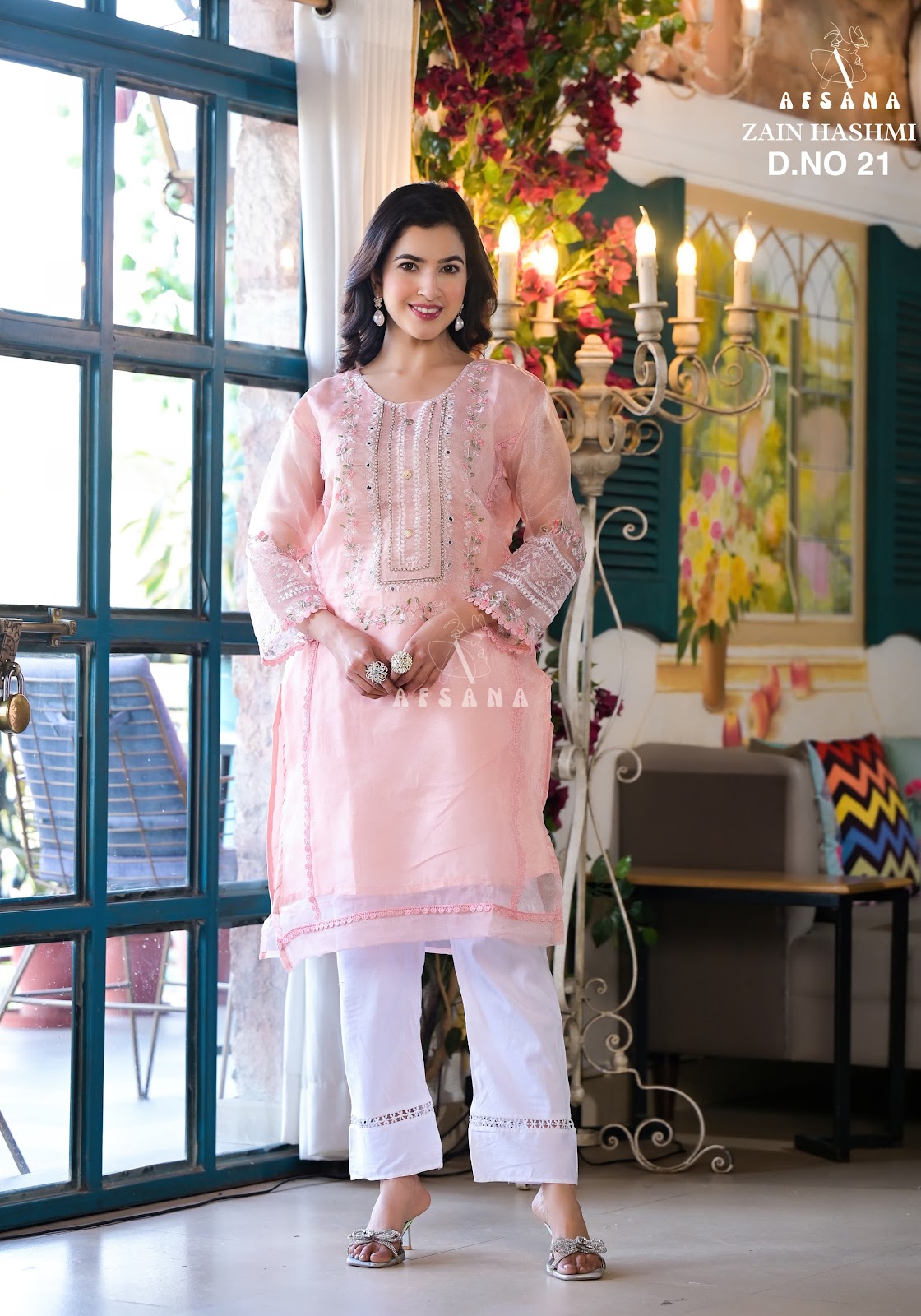 Zain Hashmi-21 Afsana Organza Readymade Pant Style Suits