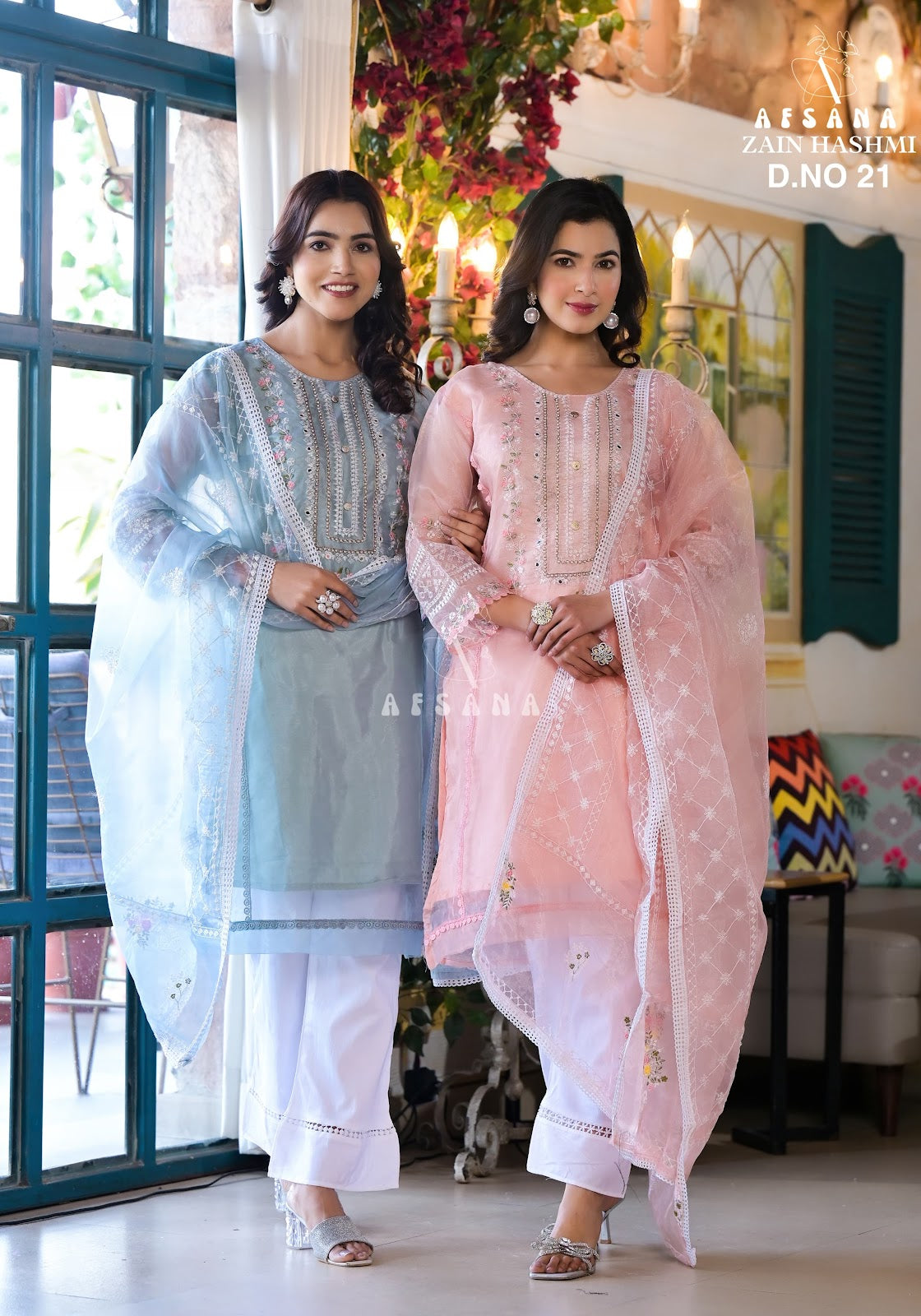 Zain Hashmi-21 Afsana Organza Readymade Pant Style Suits
