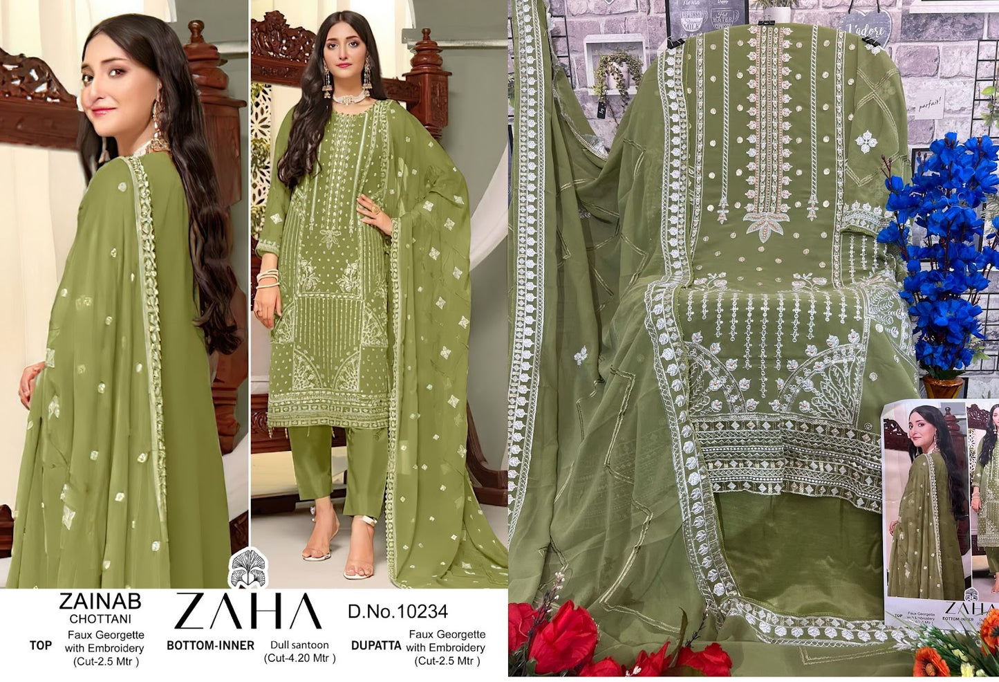 Zainab Chottani Zaha Georgette Pakistani Salwar Suits