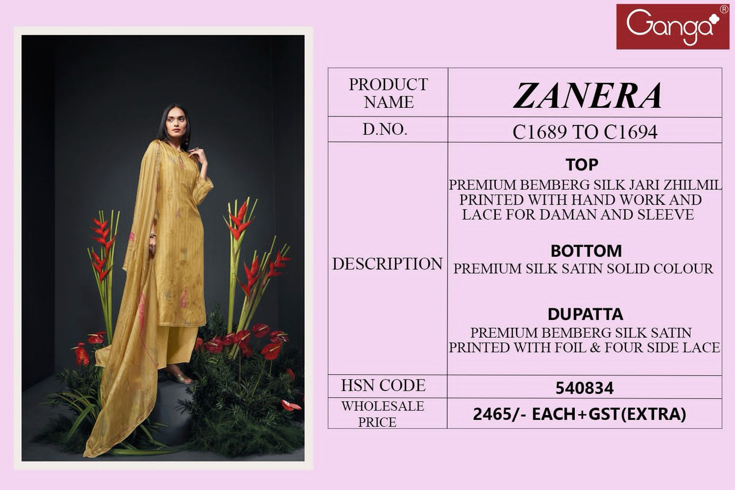Zanera Ganga Bemberg Silk Plazzo Style Suits