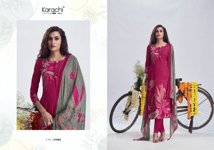 Zara-27001 Karachi Prints Jaam Silk Pant Style Suits