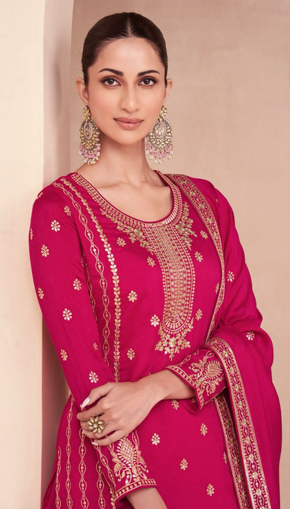 Zari Aashirwad Creation Silk Readymade Plazzo Style Suits